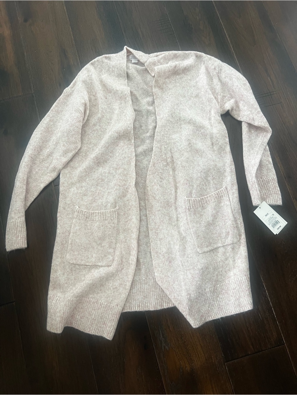 Cozy Open-Front Knit Cardigan in pink buds Heather